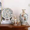 New underglaze colored ceramic 3-piece set, blue and white vintage vase, flower arrangement vases, dining table, wedding decoration ornaments Specification image